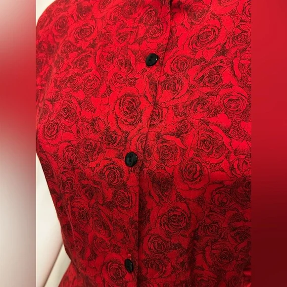 Rare 1980’s Vintage Componix Sz 5/7 Red Rose Floral Set Cottagecore Whimsigoth - Picture 4 of 10